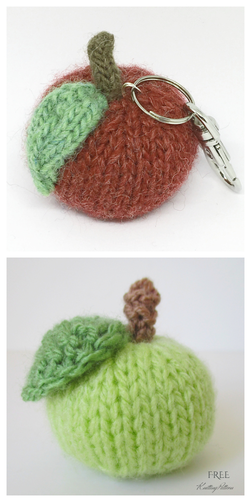 Amigurumi Little Apple Keychain Free Knitting Patterns