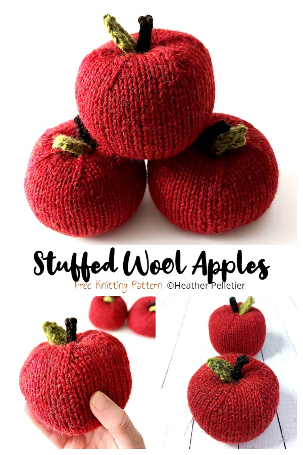 Amigurumi Stuffed Wool Apples Free Knitting Patterns