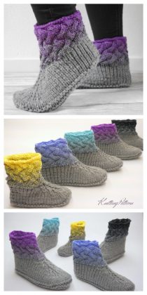 Braided Design Slippers Knitting Pattern - Knitting Pattern