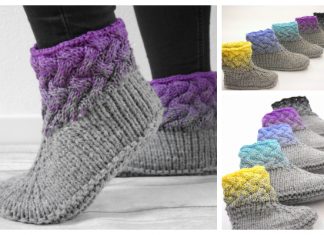 Braided Design Slippers Knitting Pattern