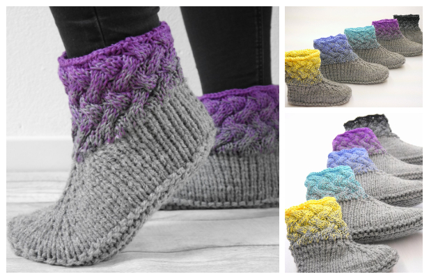 Braided Design Slippers Knitting Pattern - Knitting Pattern
