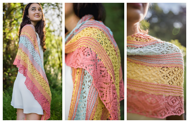 Colorful June Lace Shawl Free Knitting Pattern