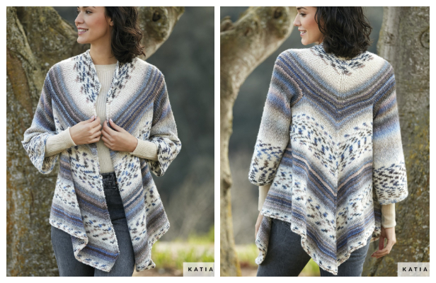 Knit Jacquard Triangle Cardigan Free Knitting Pattern