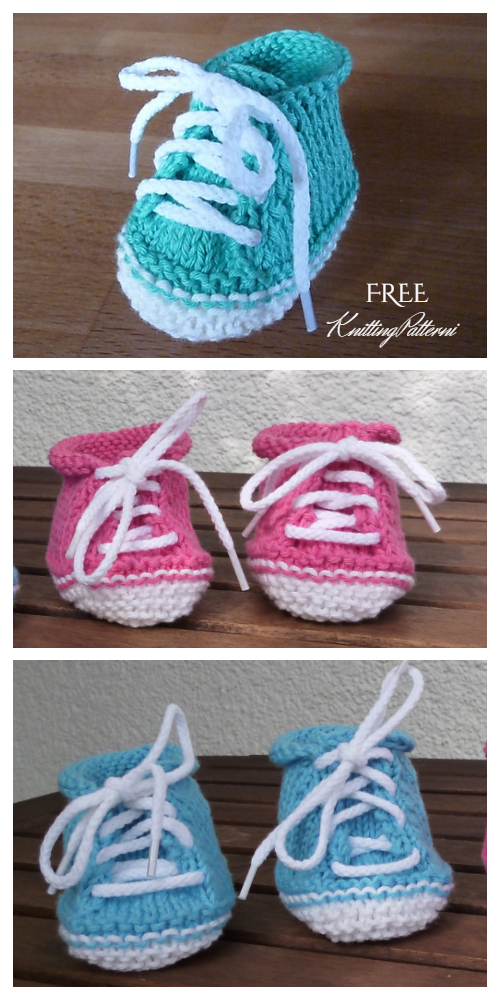 lógica Cardenal laringe Knit Baby Sneaker Booties Free Knitting Patterns - Knitting Pattern