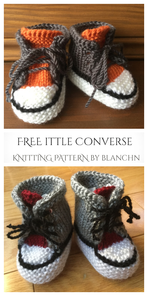 Knit Baby Little Converse Sneaker Booties Free Knitting Patterns