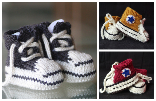 lógica Cardenal laringe Knit Baby Sneaker Booties Free Knitting Patterns - Knitting Pattern