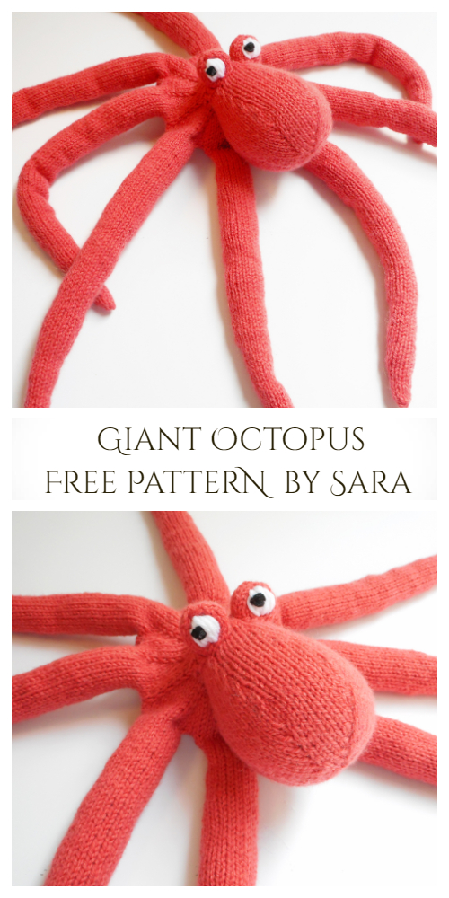 Knit Giant Octopus Toy Free Knitting Pattern