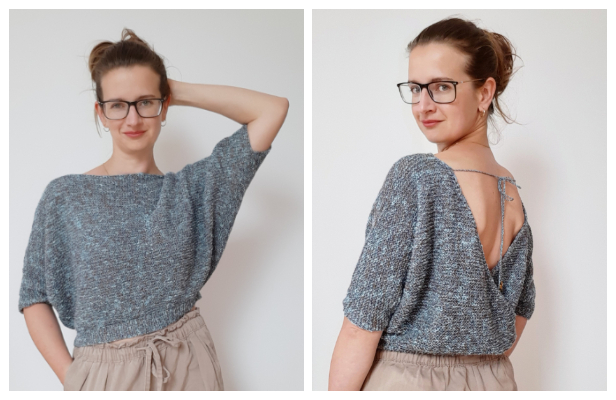 Knit V Back Top Free Knitting Patterns & Paid