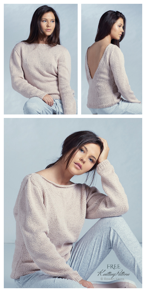 Knit V Back Top Jumper Sweater Free Knitting Patterns 