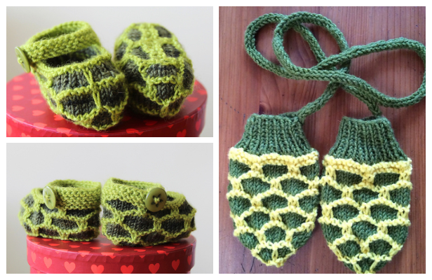 Turtle Baby Booties and Mittens Free Knitting Patterns