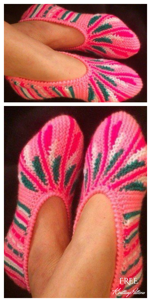 Adult One Piece Leaf Slippers Free Knitting Patterns
