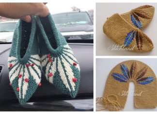 Adult One Piece Leaf Slippers Free Knitting Patterns