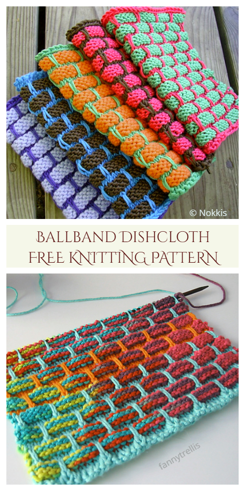 Brick Ballband Dishcloth Free Knitting Pattern