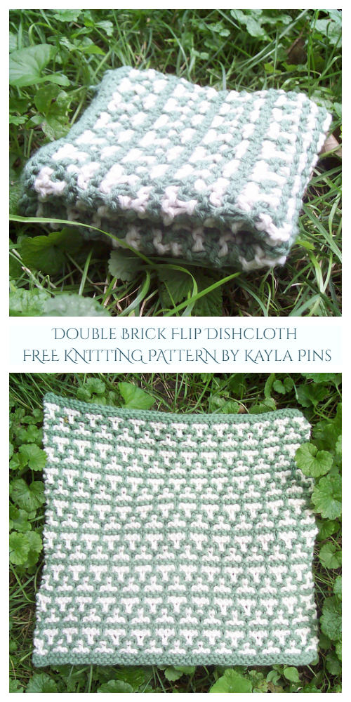 Double Brick Flip Dishcloth Free Knitting Pattern