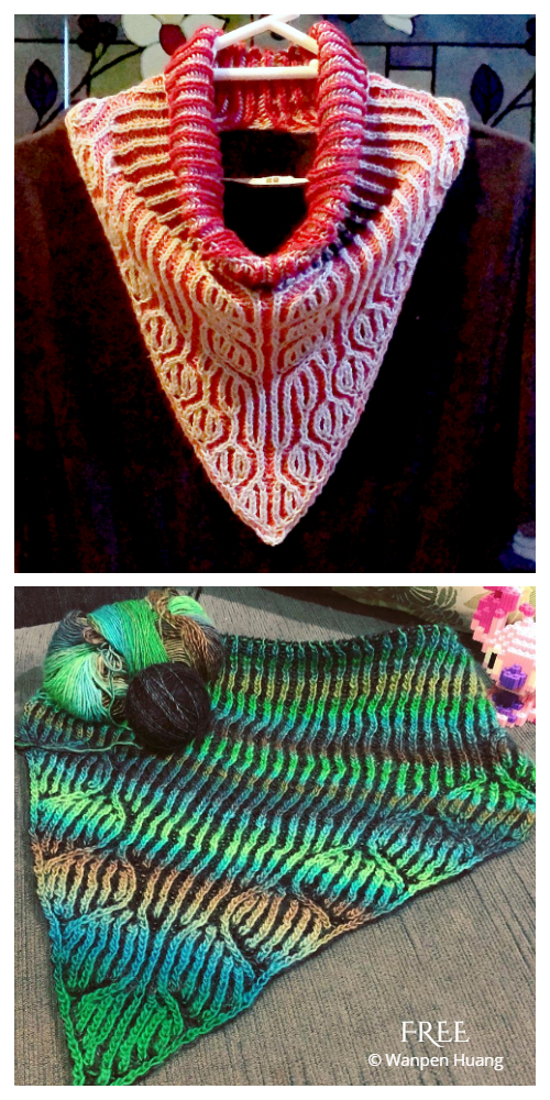 Triangle Brioche Cowl Free Knitting Pattern