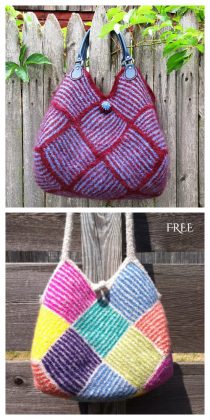 Garter Stripe Square Bag Free Knitting Pattern - Knitting Pattern