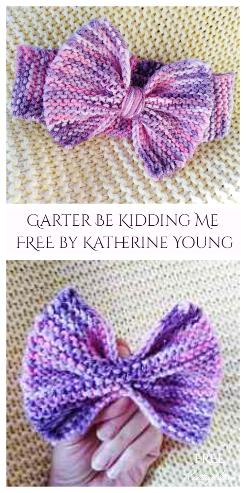 Garter Stitch Hair Bow Free Knitting Patterns