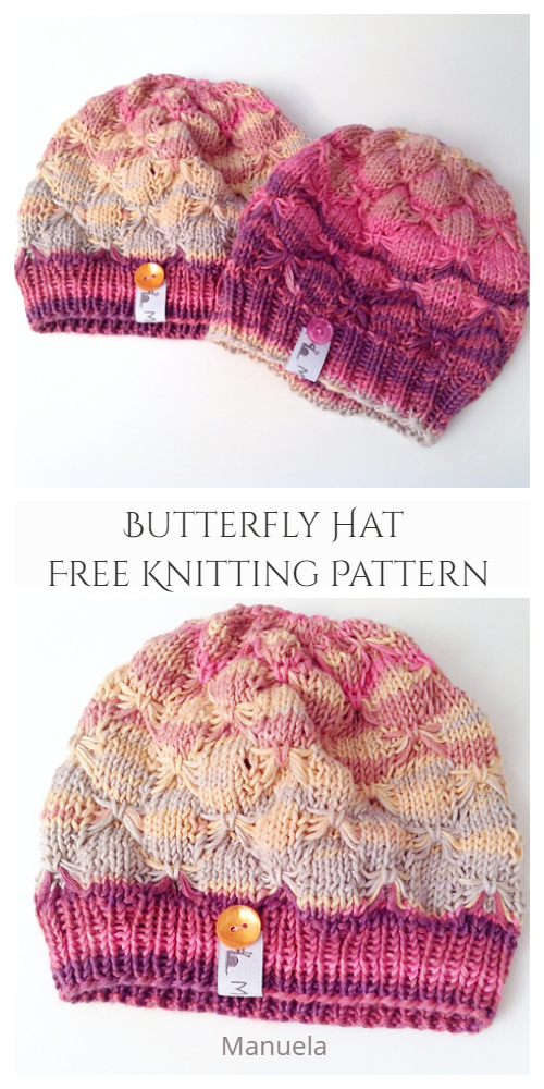 Knit Butterfly Hat Free Knitting Pattern