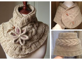 Knit Flower Cable Scarf Cowl Free Knitting Patterns