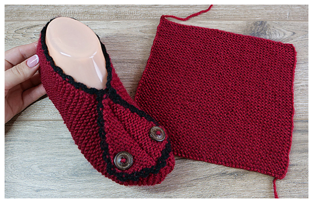 One Piece Rectangle Slippers Free Knitting Pattern + Video