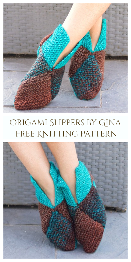 Origami Slippers Free Knitting Pattern