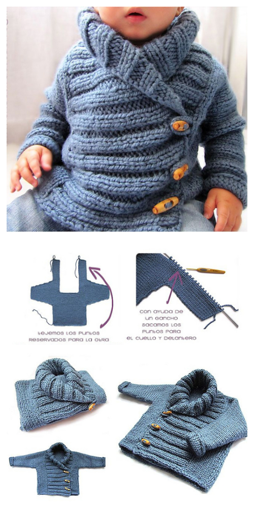 Ribbed Baby Jacket Free Knitting Pattern