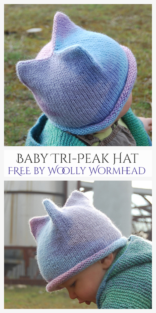 Baby Tri-Peak Hat Free Knitting Patterns