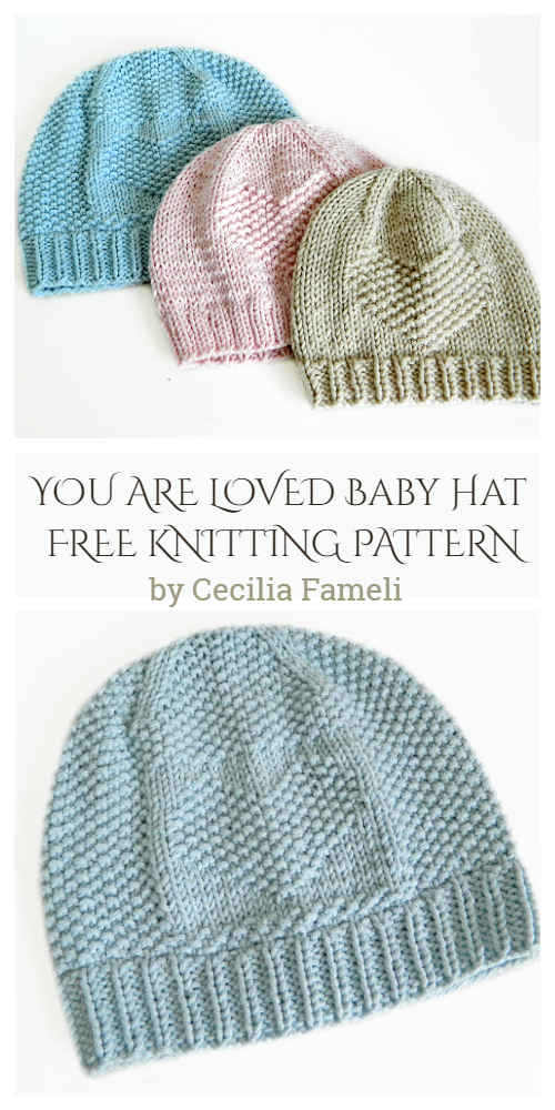 Be Loved Heart Baby Hat Free Knitting Pattern