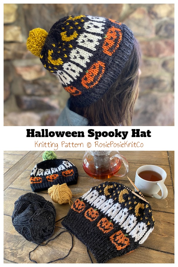 Fair Isle Halloween Spooky Hat Knitting Pattern