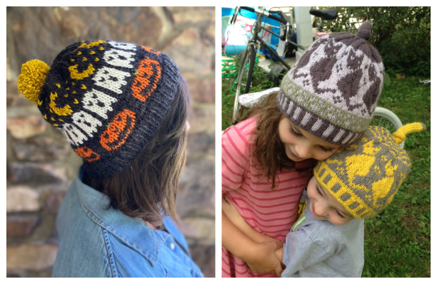 Fair Isle Halloween Hat Free Knitting Patterns & Paid