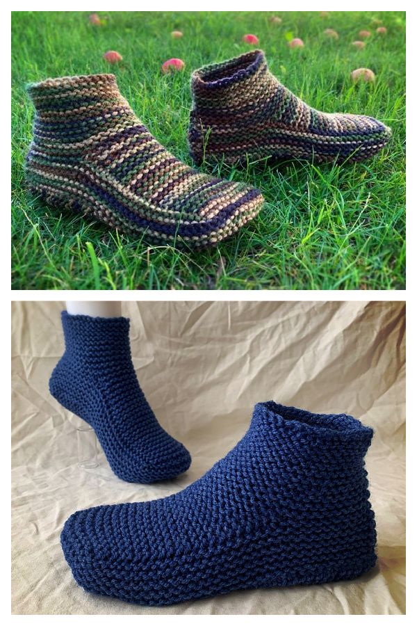 Moccasin Slippers with a Cuff Knitting Patterns