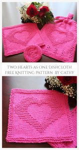 Square Heart Dishcloth Free Knitting Patterns & PAID - Knitting Pattern