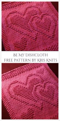 Square Heart Dishcloth Free Knitting Patterns & PAID - Knitting Pattern