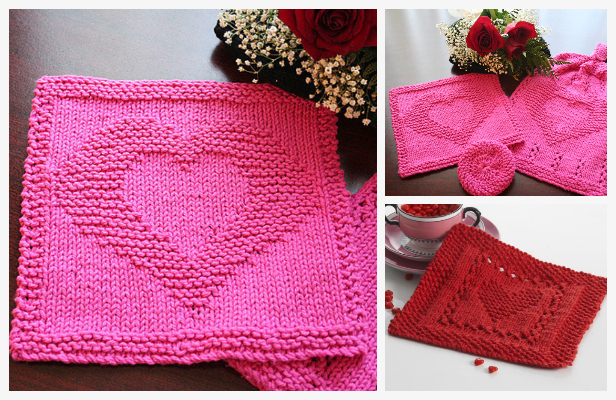 Square Heart Dishcloth Free Knitting Patterns Knitting