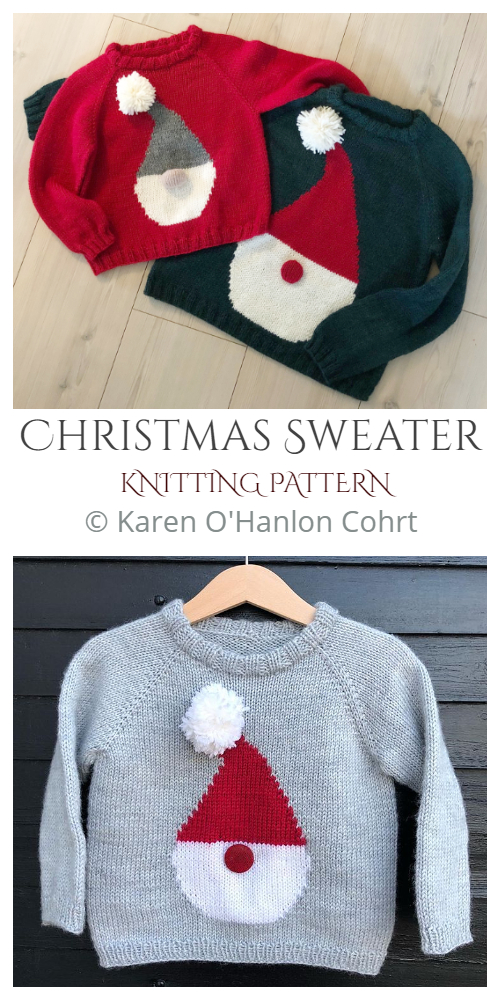 Christmas Santa Sweater Free Knitting Patterns & Paid Knitting Pattern