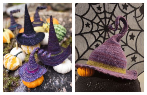 Halloween Witch Hat Free Knitting Patterns & Paid