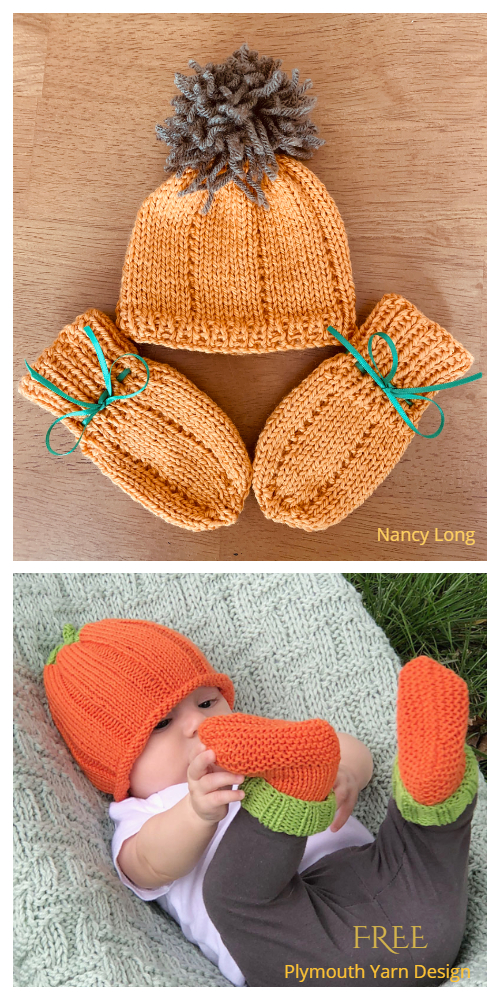 Baby Pumpkin Hat Set Free Knitting Patterns