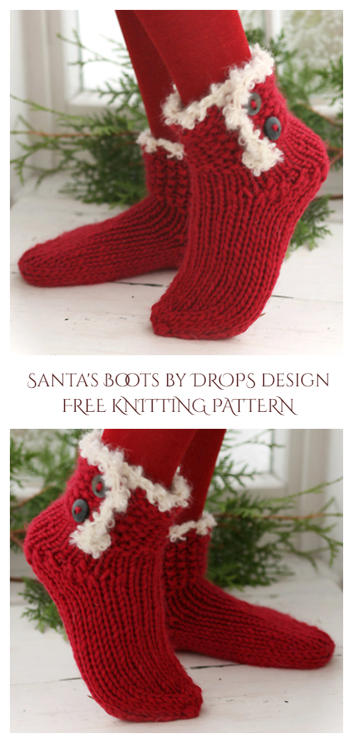 Christmas Santa's Boots Free Knitting Patterns
