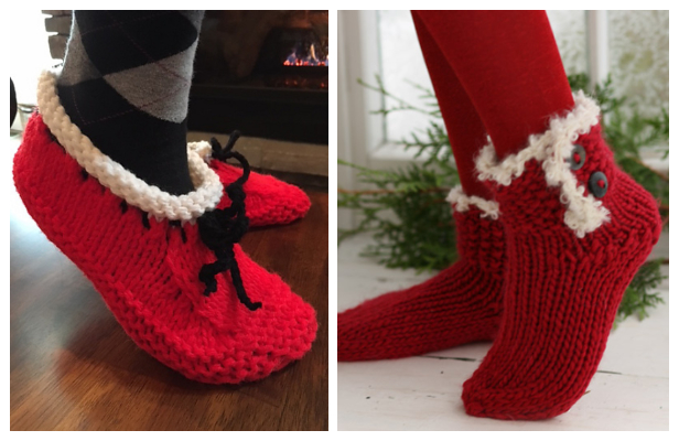 Christmas Slippers Free Knitting Patterns