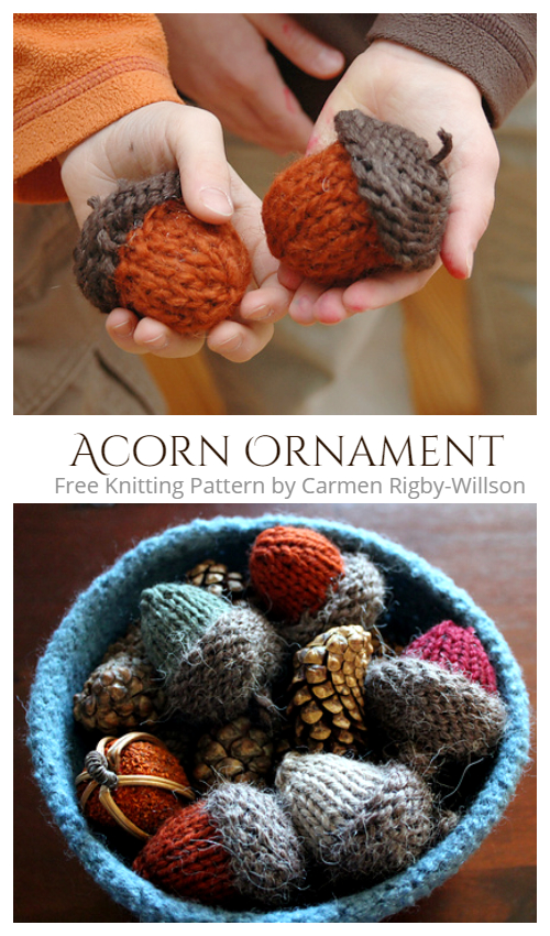 Knit Acorn Ornament Free Knitting Patterns