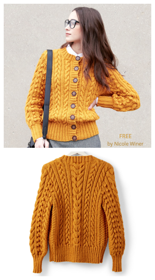 Eenheid verlegen Inhalen Women Cable Sweater Cardigan Free Knitting Patterns - Knitting Pattern