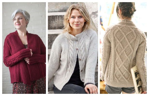 Women Cable Sweater Cardigan Free Knitting Patterns