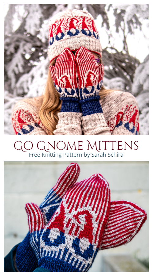 Christmas Go Gnome Mittens Free Knitting Patterns