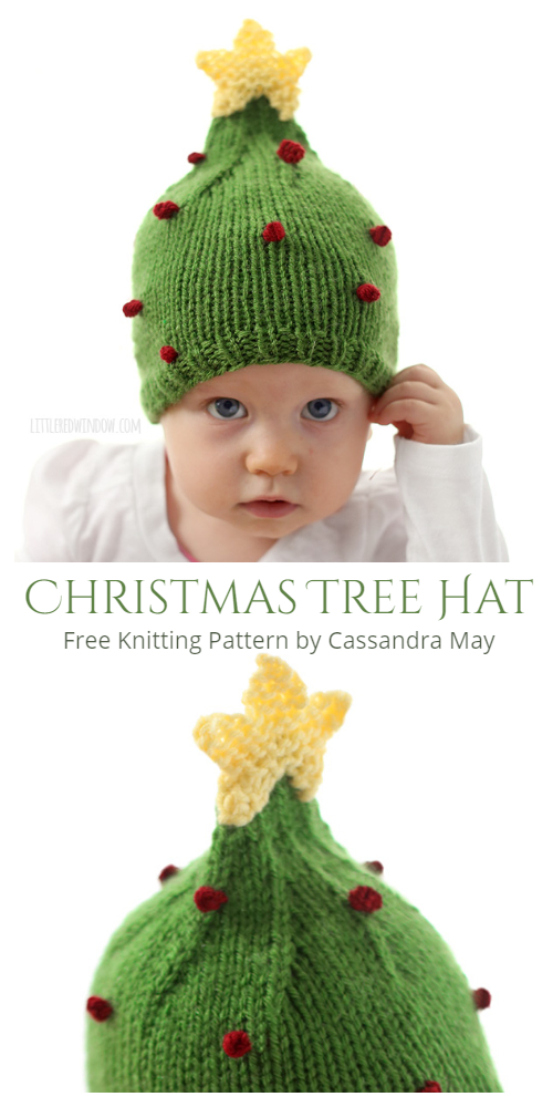 Knit Baby Christmas Tree Hat Free Knitting Patterns