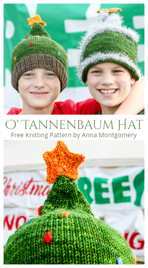 Knit O' Tannenbaum Christmas Tree Hat Free Knitting Patterns