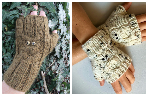 Knit Owl Fingerless Gloves Free Knitting Patterns Knitting Pattern