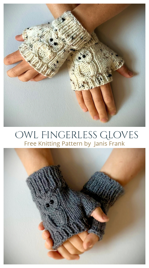 Knit Owl Fingerless Gloves Free Knitting Patterns