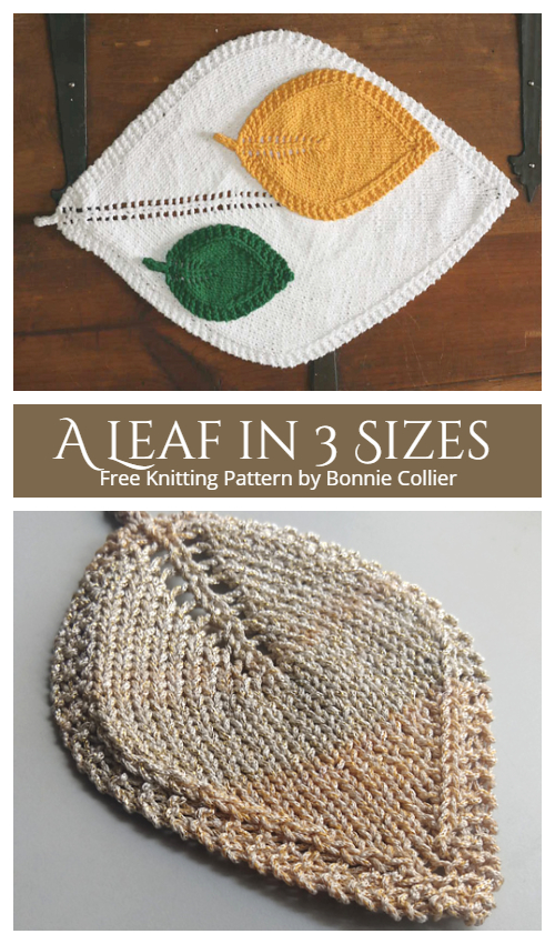 Leaf Placemat Free Knitting Patterns - 3 Sizes