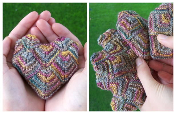 Knit Mitered Heart Sachet Free Knitting Pattern