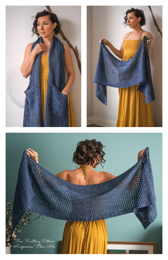 Rhay Pocket Shawl Free Knitting Pattern